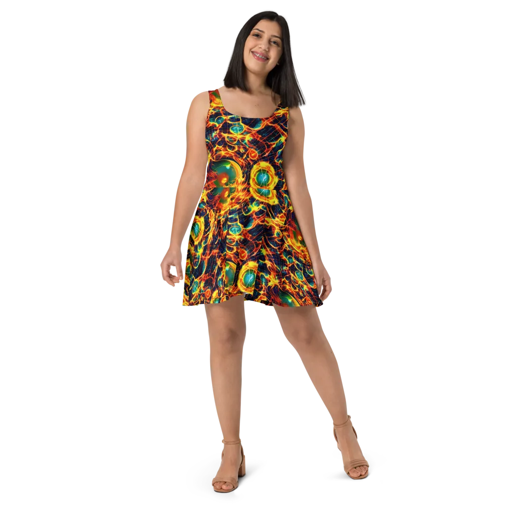 Inferno Grid on Skater Dress — Front