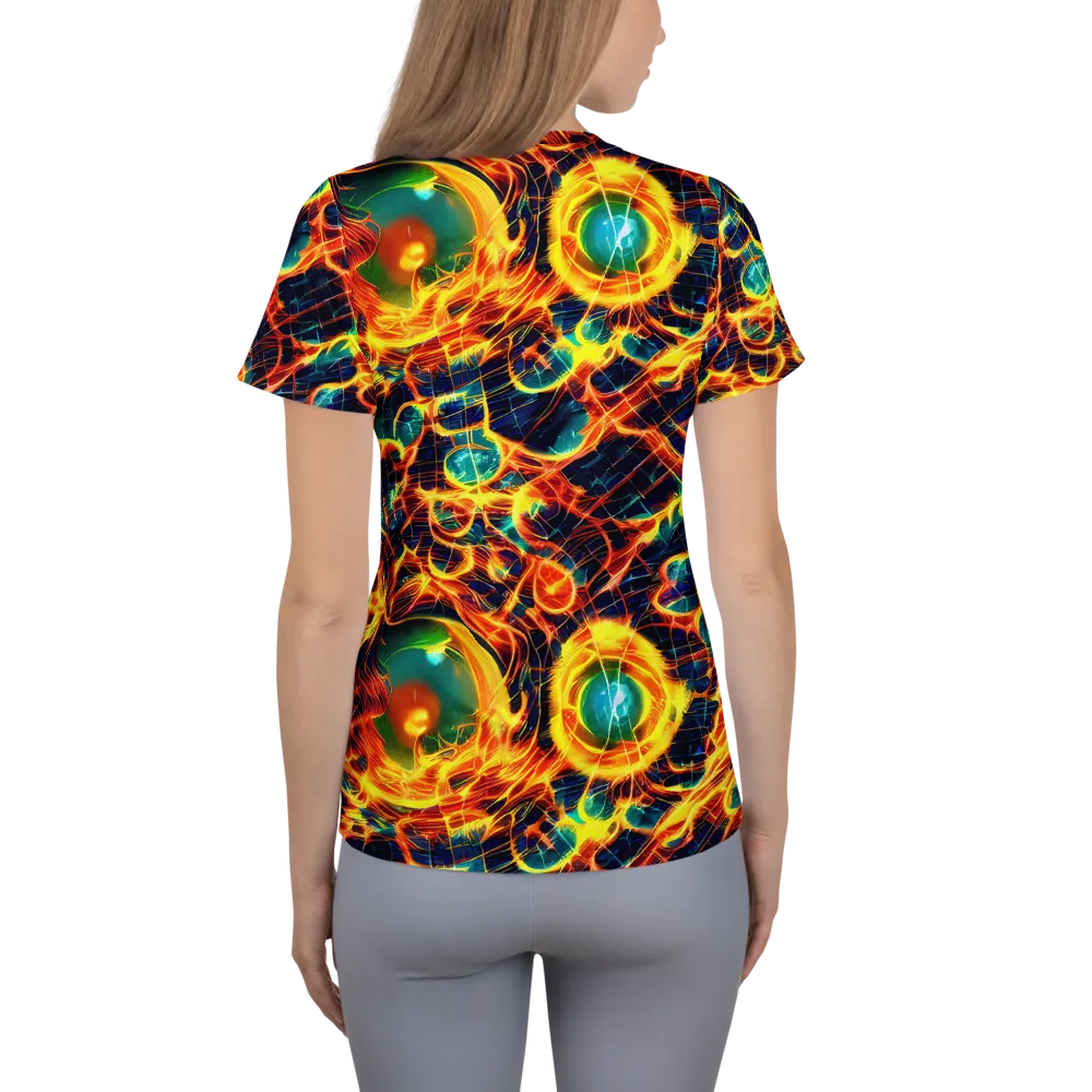 Inferno Grid on Women's Athletic T-Shirt — Back