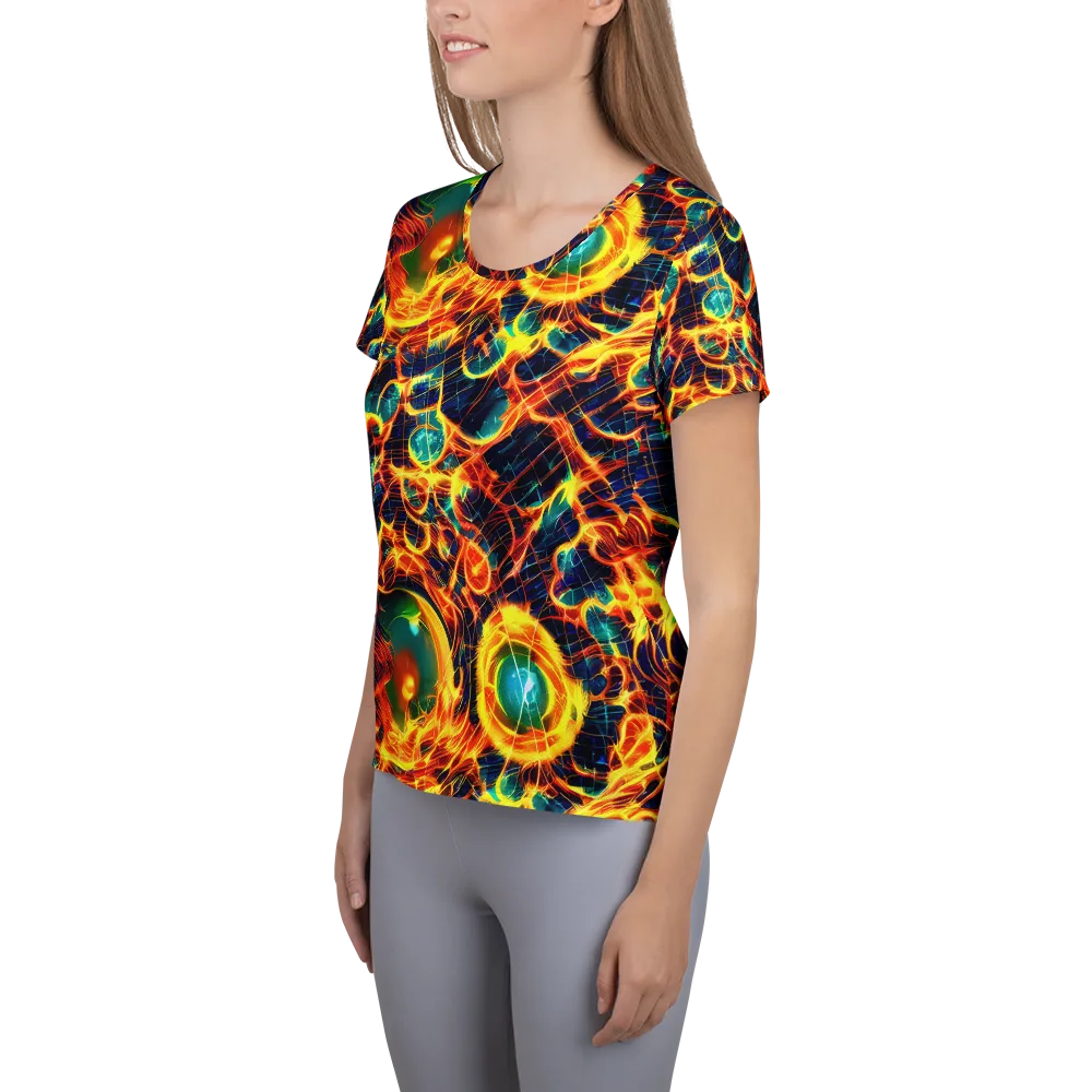Inferno Grid on Women's Athletic T-Shirt — Left