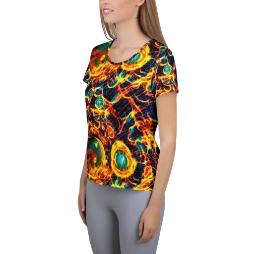Inferno Grid on a Women's Athletic T-Shirt