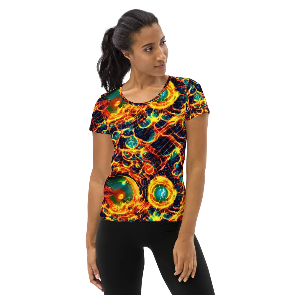 Inferno Grid on Women's Athletic T-Shirt — Front