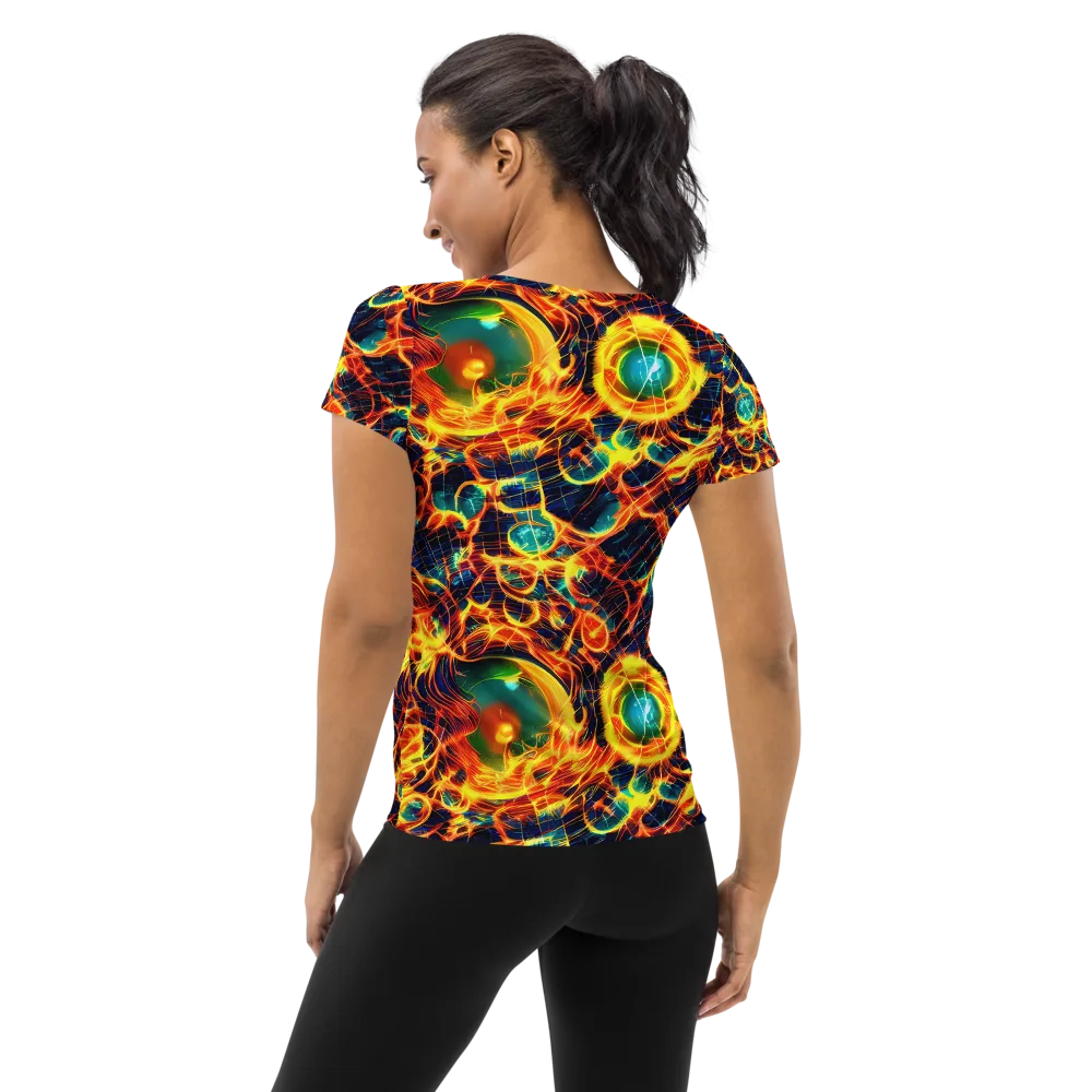 Inferno Grid on Women's Athletic T-Shirt — Back