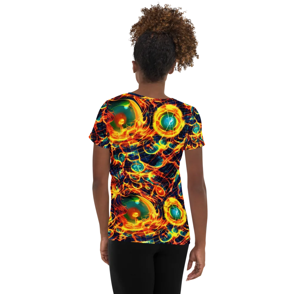 Inferno Grid on Women's Athletic T-Shirt — Back