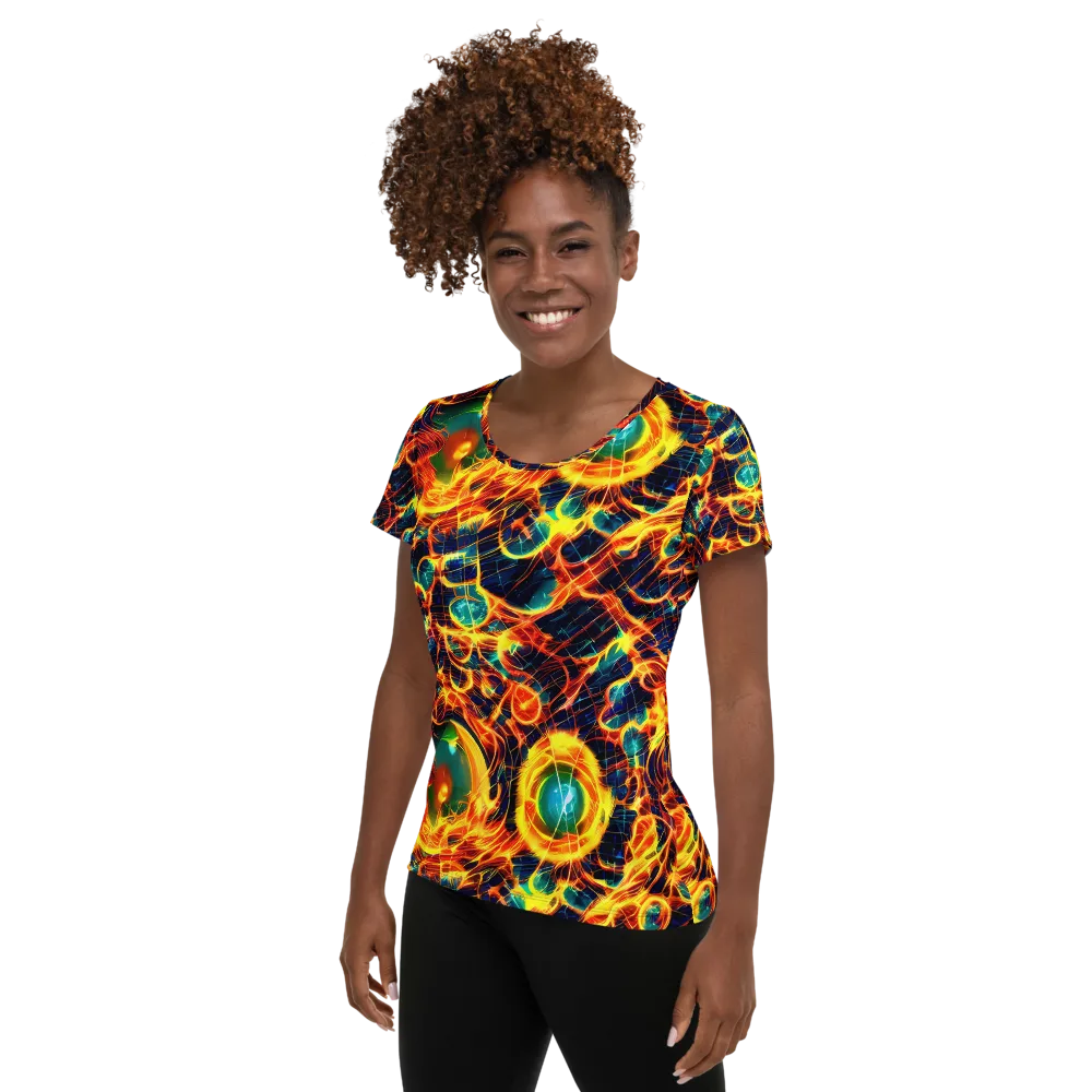 Inferno Grid on Women's Athletic T-Shirt — Left