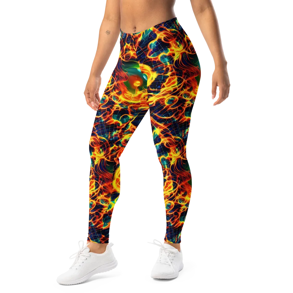 Inferno Grid on Leggings — Left Front