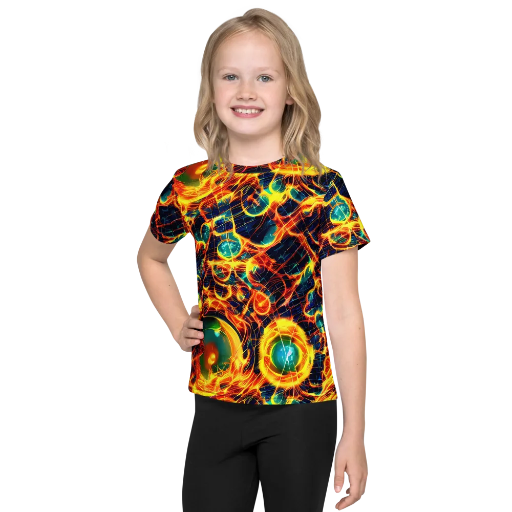 Inferno Grid on Kids Crew Neck T-Shirt — Front