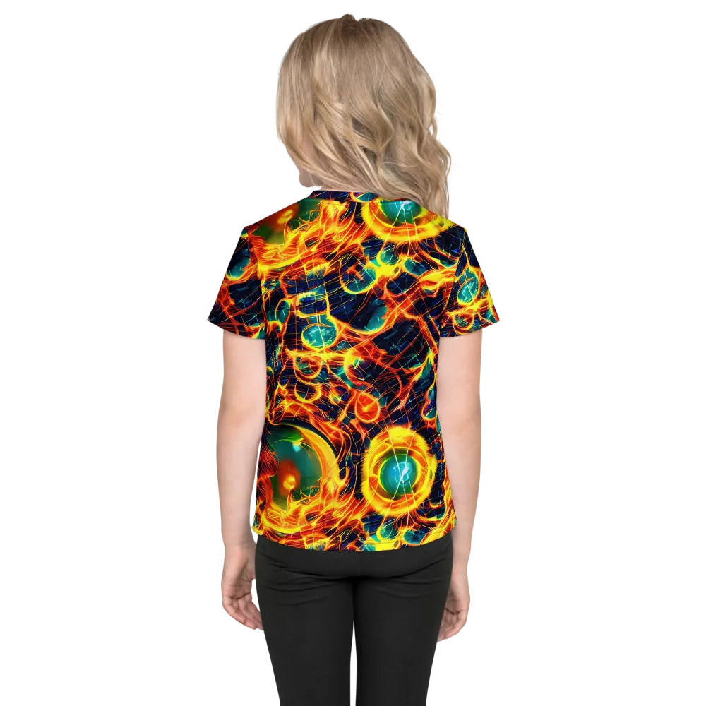 Inferno Grid on Kids Crew Neck T-Shirt — Back