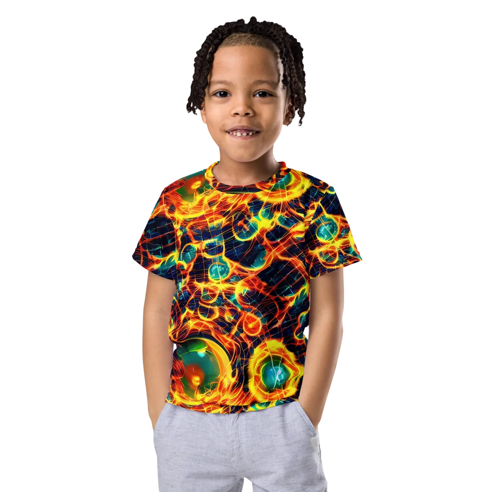 Inferno Grid on Kids Crew Neck T-Shirt — Front