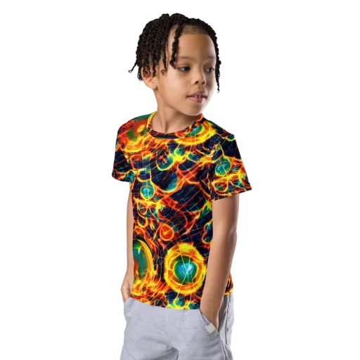 Inferno Grid on a Kids Crew Neck T-Shirt