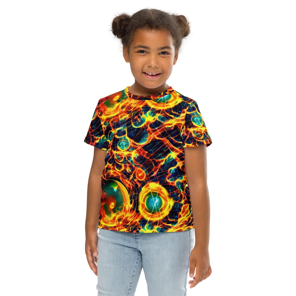Inferno Grid on Kids Crew Neck T-Shirt — Front