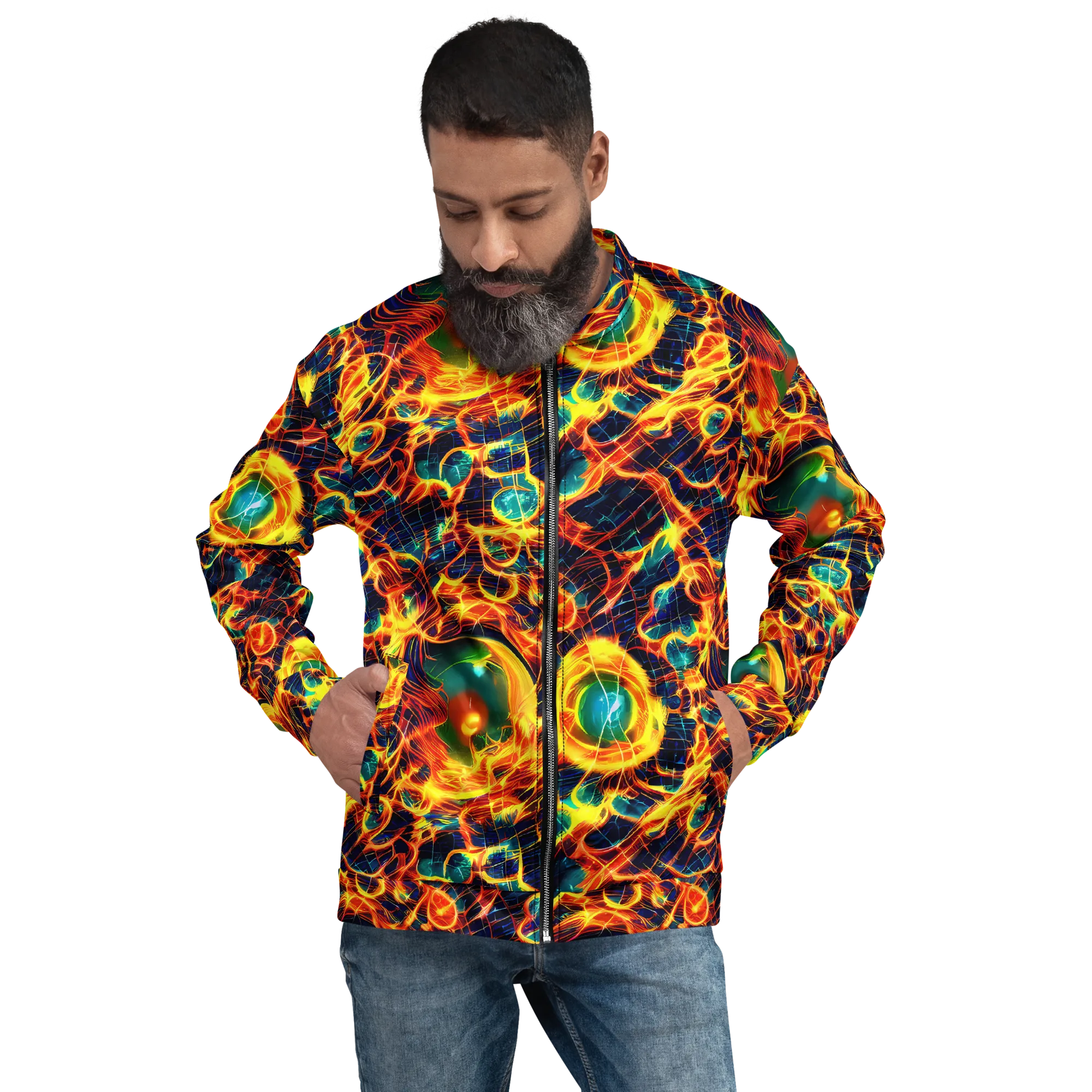 Inferno Grid on Bomber Jacket — Front