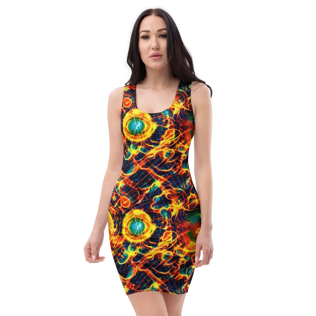 Inferno Grid on Bodycon Dress — Front