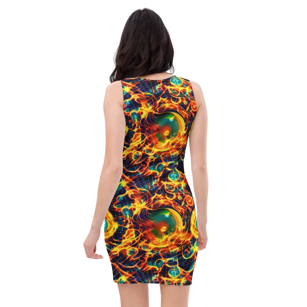 Inferno Grid on Bodycon Dress — Back