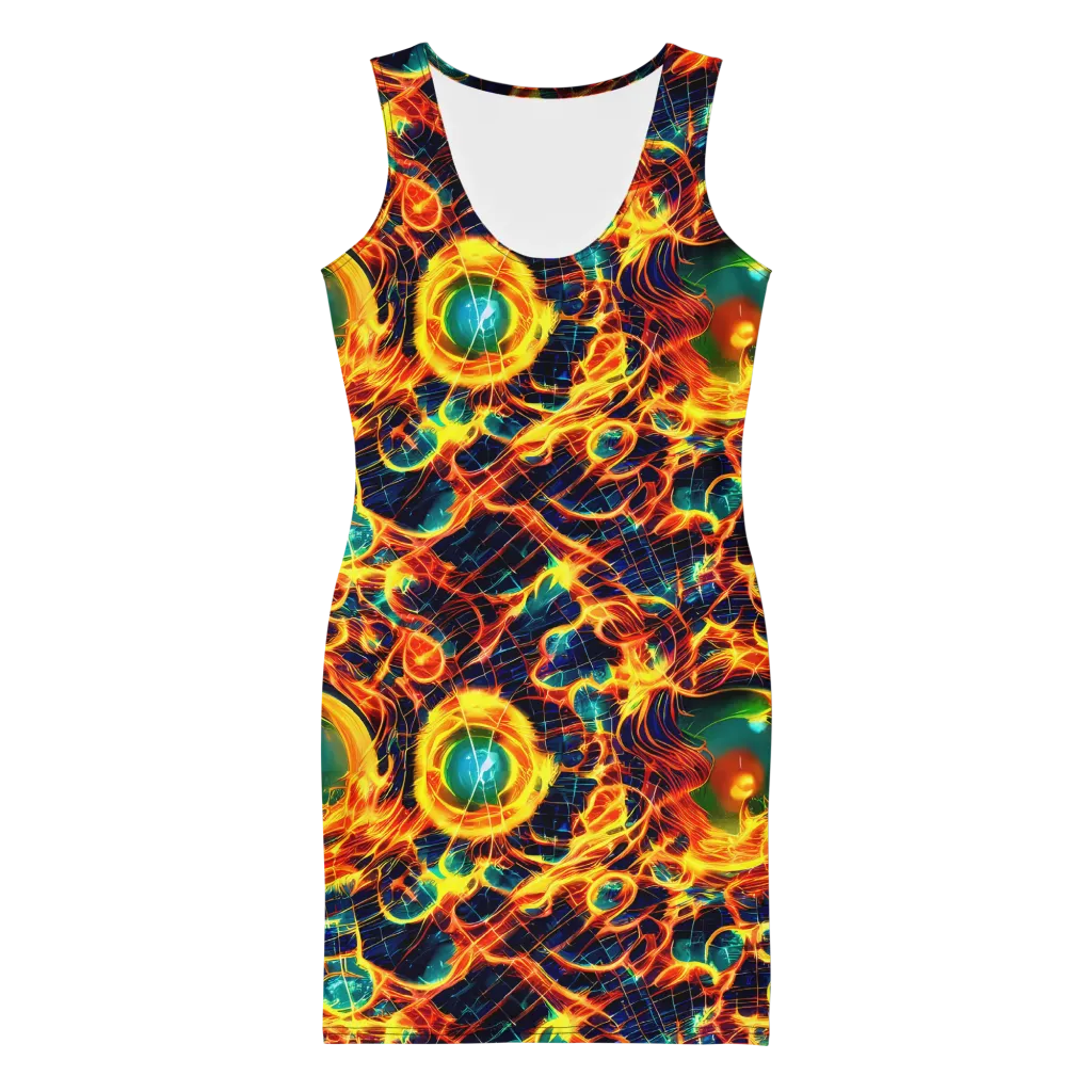 Inferno Grid on Bodycon Dress — Front