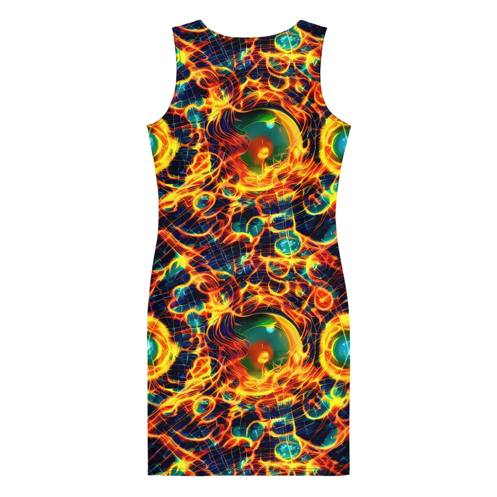 Inferno Grid on Bodycon Dress — Back