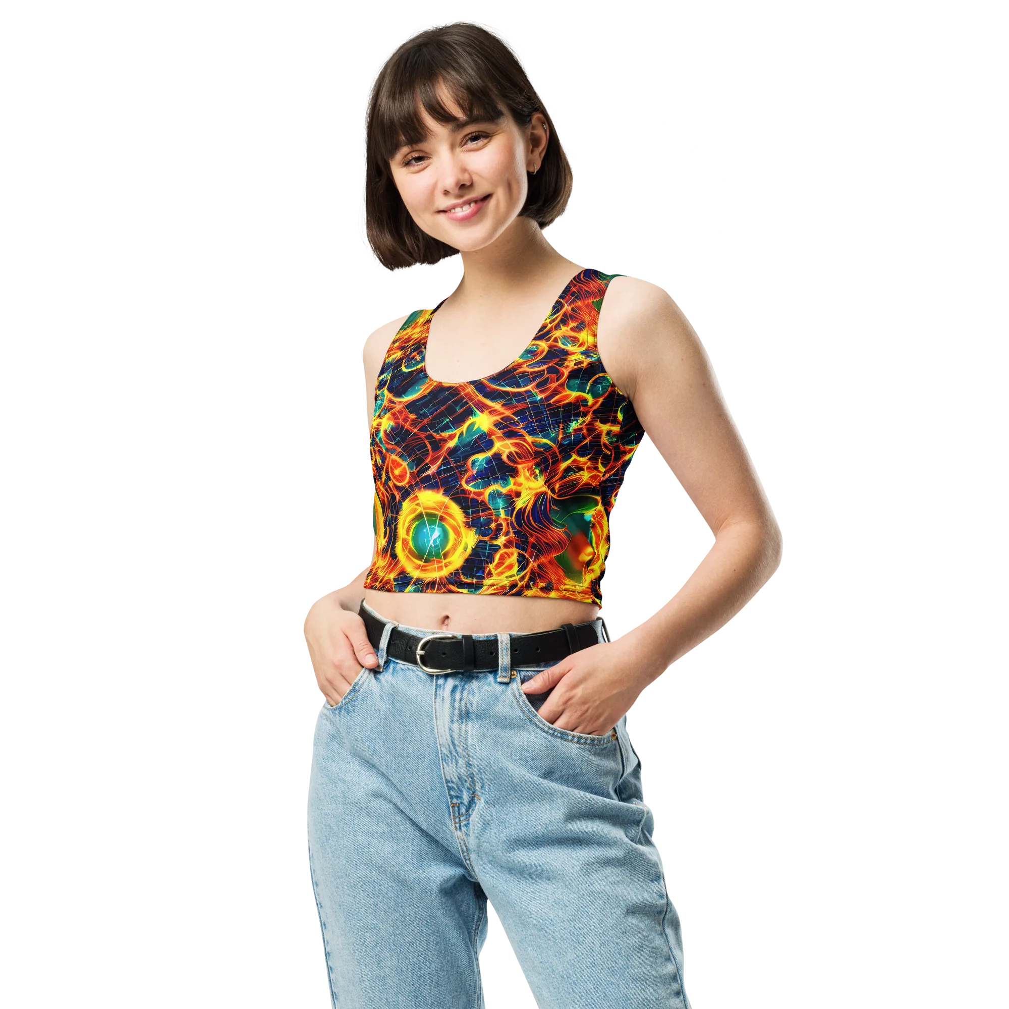 Inferno Grid on Crop Top — Front