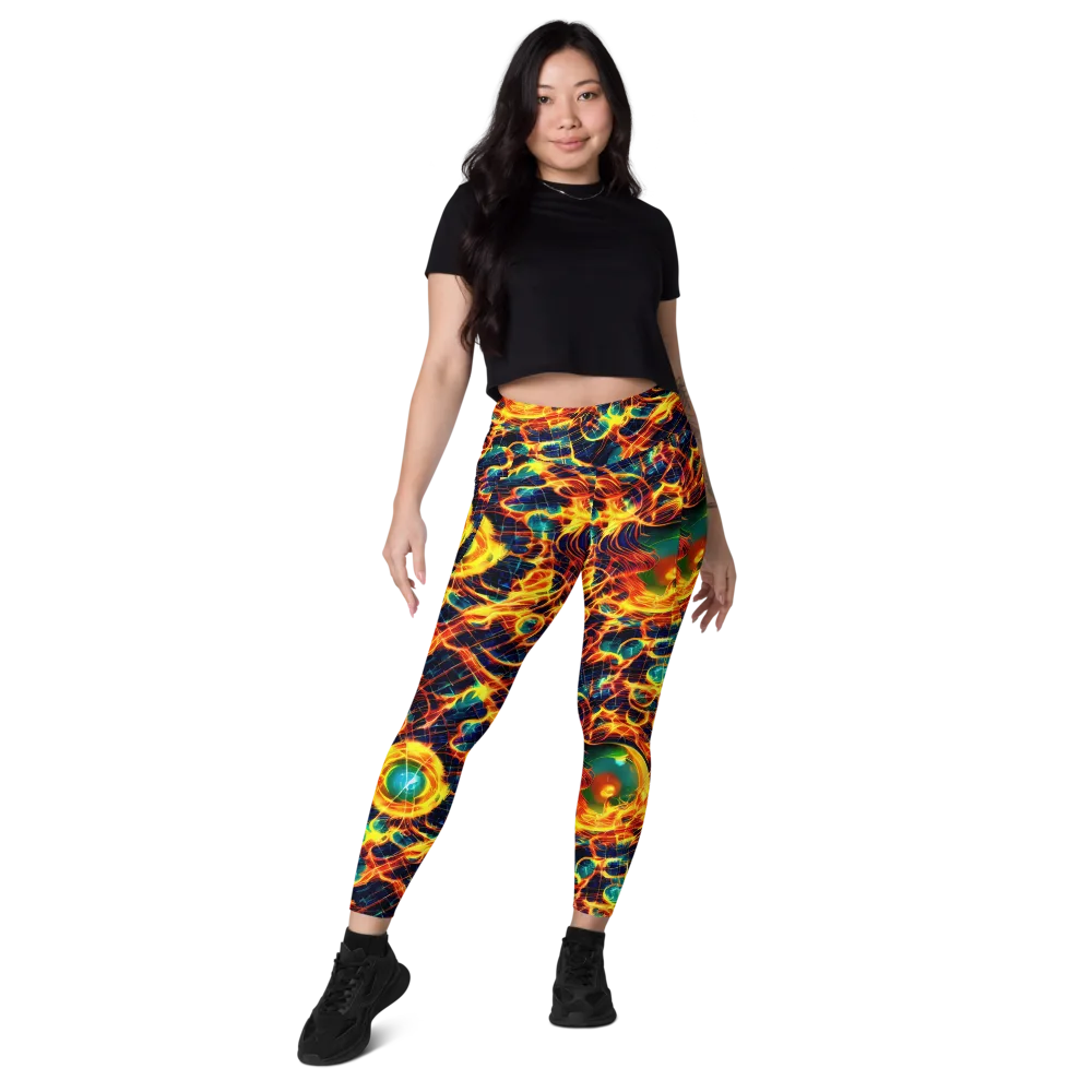 Inferno Grid on Leggings with Pockets — Front