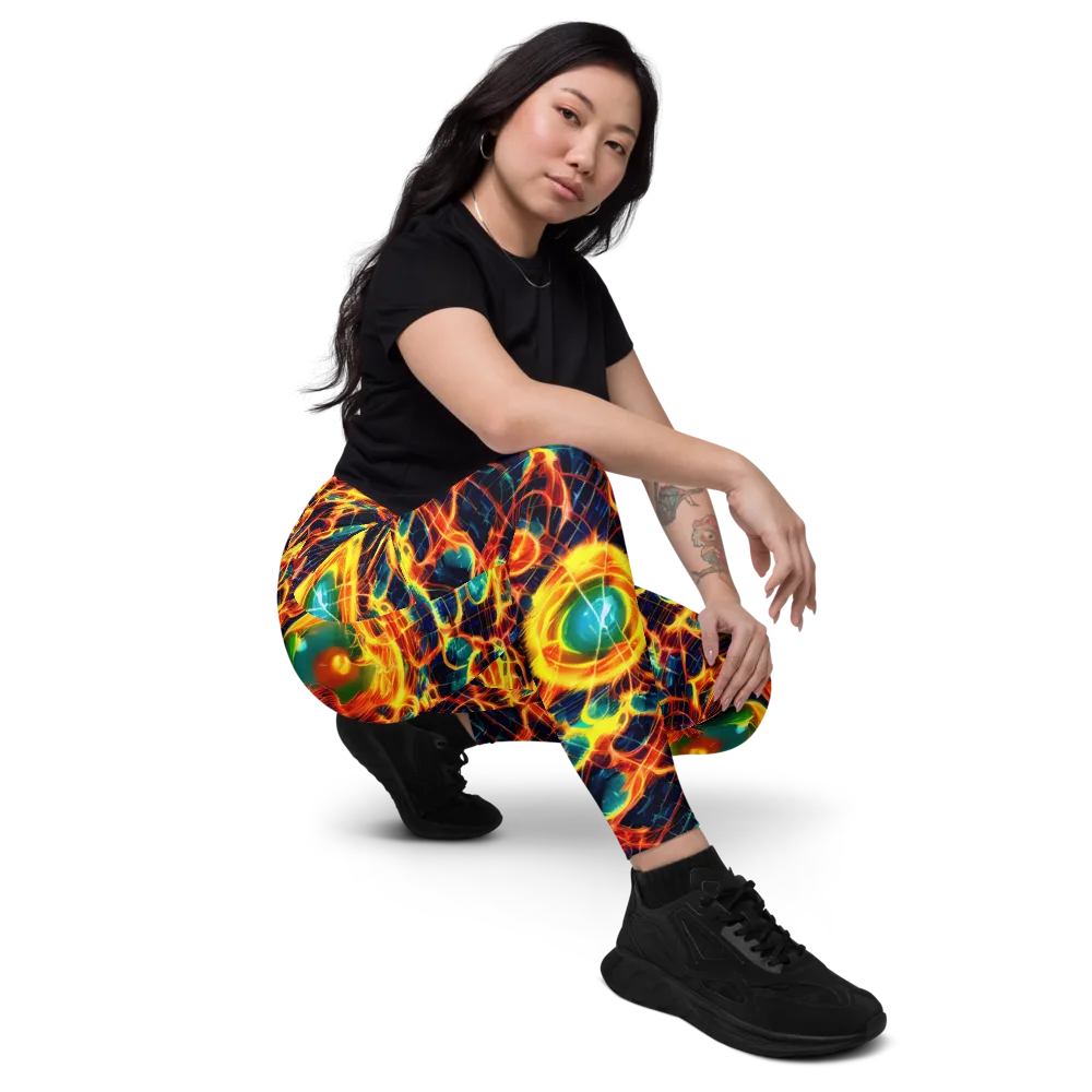 Inferno Grid on Leggings with Pockets — Right Front