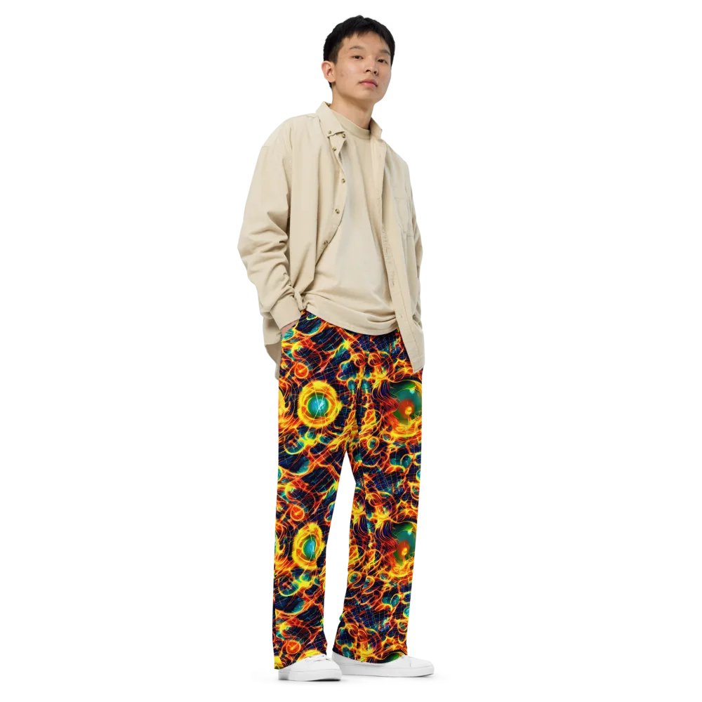 Inferno Grid on Wide-Leg Pants — Right Front