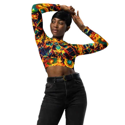 Inferno Grid on a Long Sleeve Crop Top