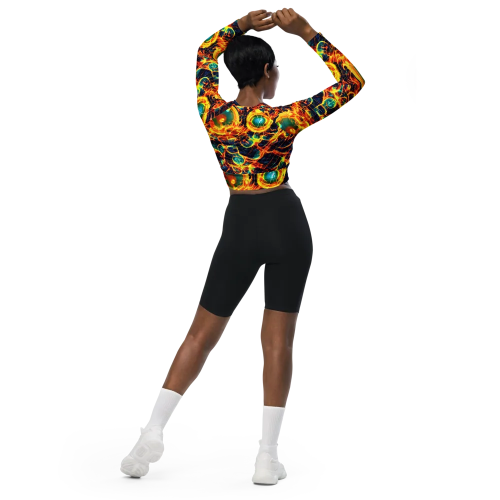 Inferno Grid on Long Sleeve Crop Top — Back