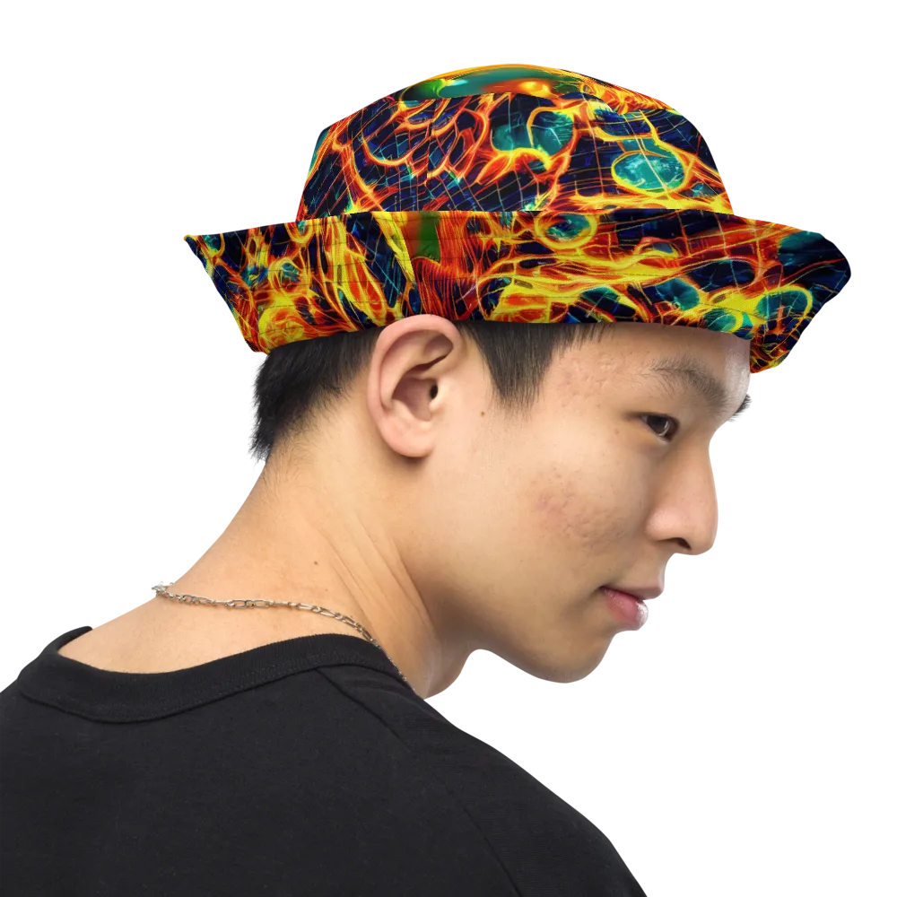Inferno Grid on Reversible Bucket Hat — Right Outside