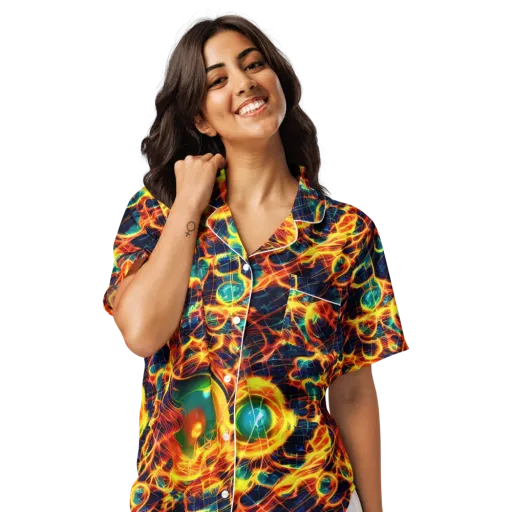 Inferno Grid on a Women's Short Sleeve Pajama Top