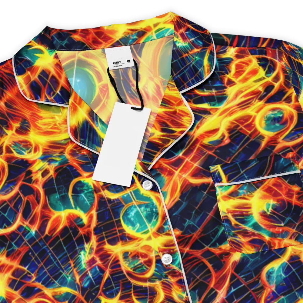 Inferno Grid on Women's Short Sleeve Pajama Top — Product details