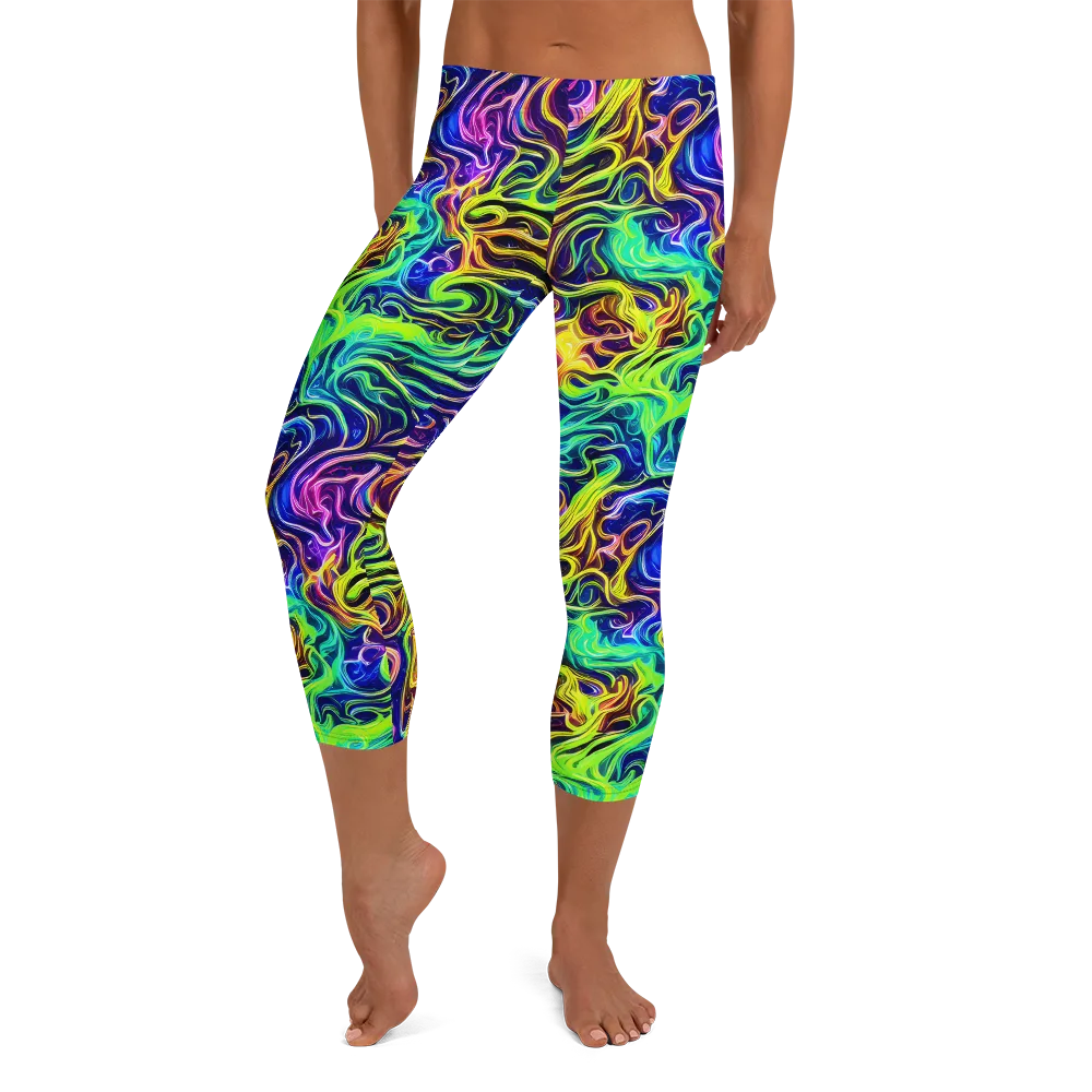Acid Wave on Capri Leggings — Front
