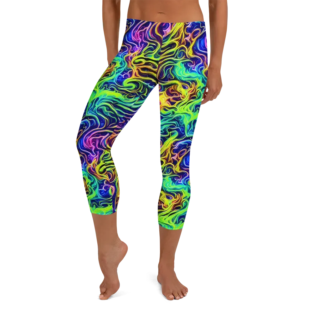 Acid Wave on Capri Leggings — Front