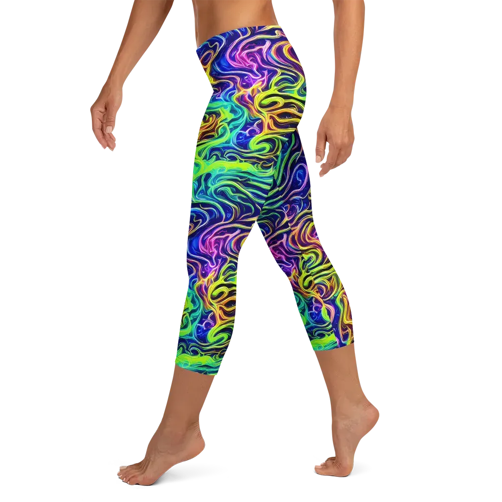 Acid Wave on Capri Leggings — Left