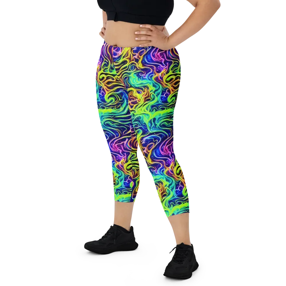 Acid Wave on Capri Leggings — Front