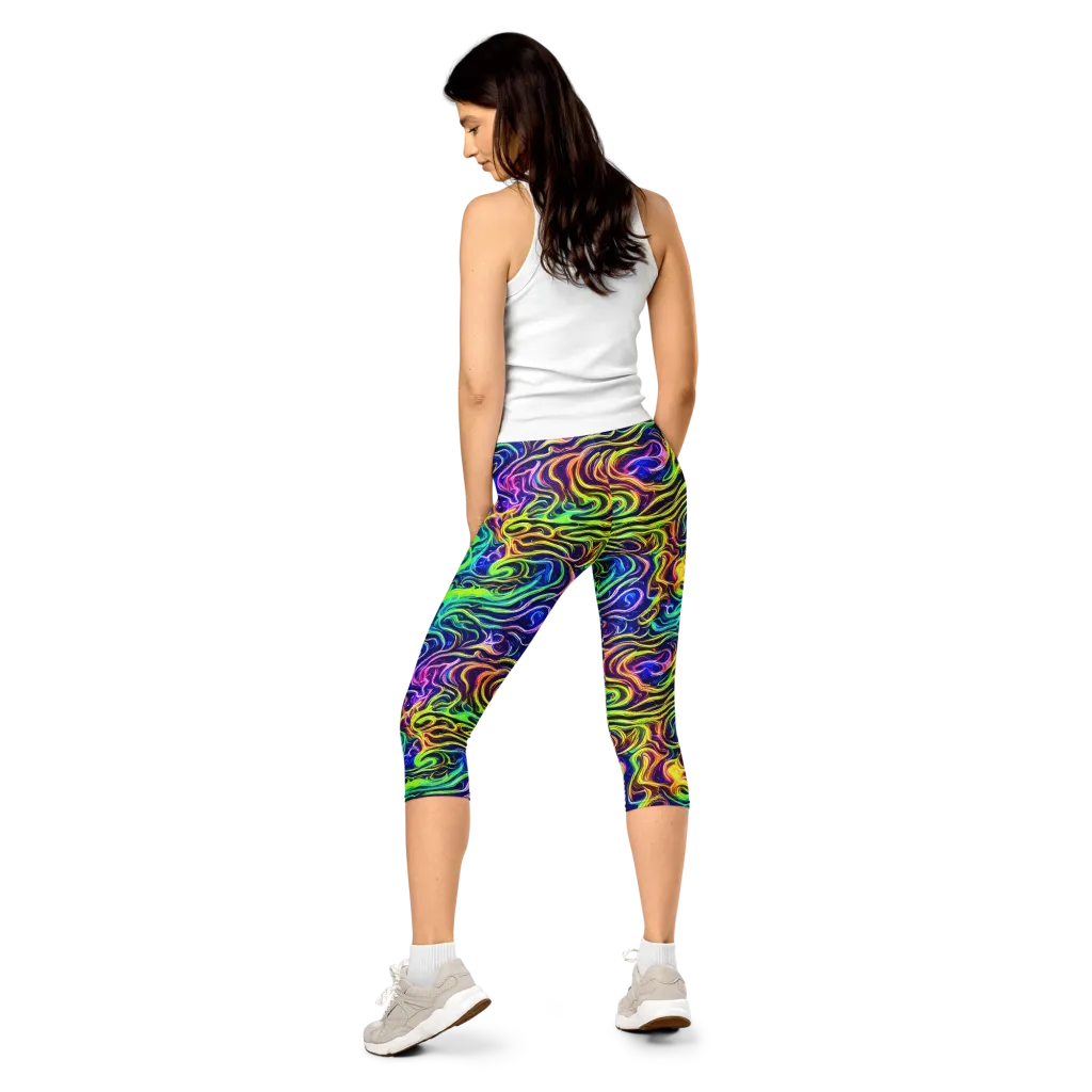 Acid Wave on Capri Leggings — Back