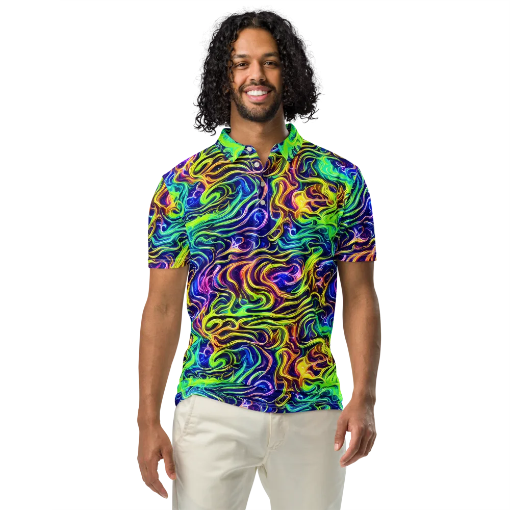 Acid Wave on Men's Slim Fit Polo Shirt — Front