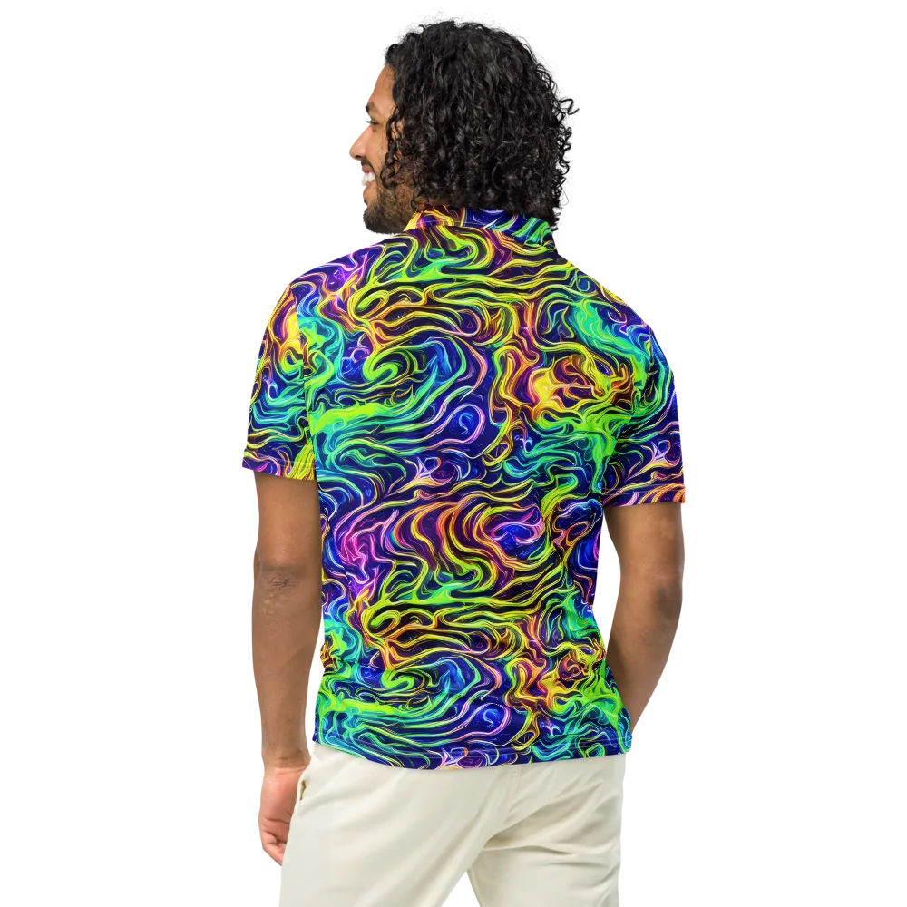 Acid Wave on Men's Slim Fit Polo Shirt — Back