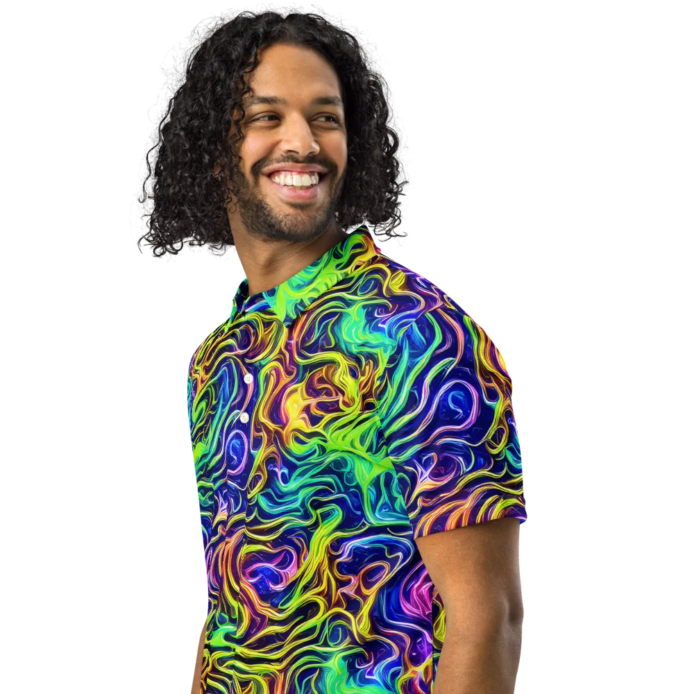 Acid Wave on Men's Slim Fit Polo Shirt — Left Front