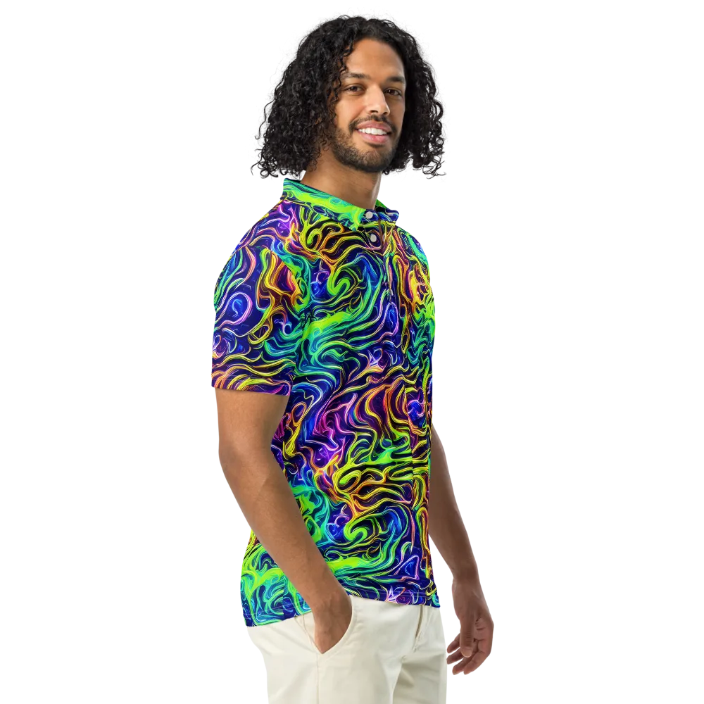 Acid Wave on Men's Slim Fit Polo Shirt — Right Front
