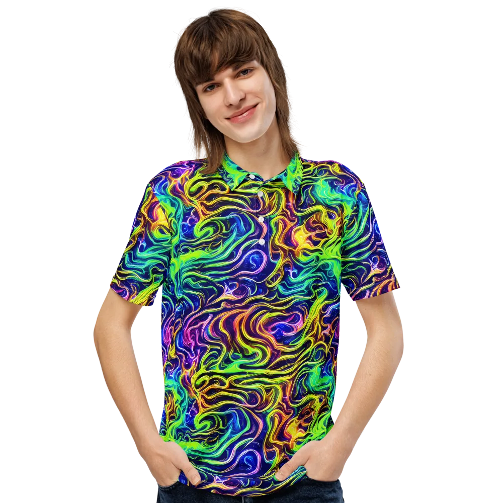 Acid Wave on Men's Slim Fit Polo Shirt — Front