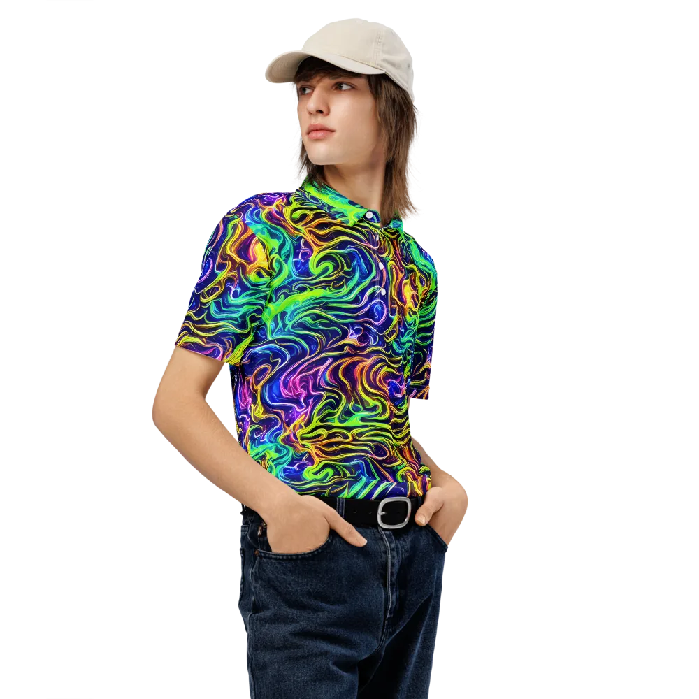 Acid Wave on Men's Slim Fit Polo Shirt — Right Front