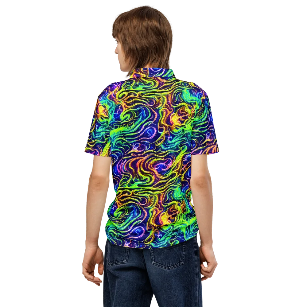 Acid Wave on Men's Slim Fit Polo Shirt — Back