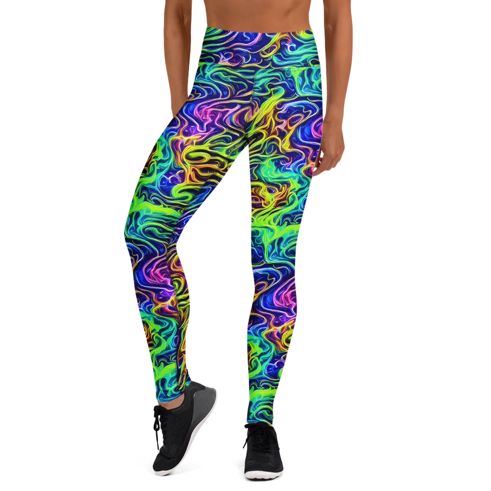 Acid Wave on Yoga Leggings — Front