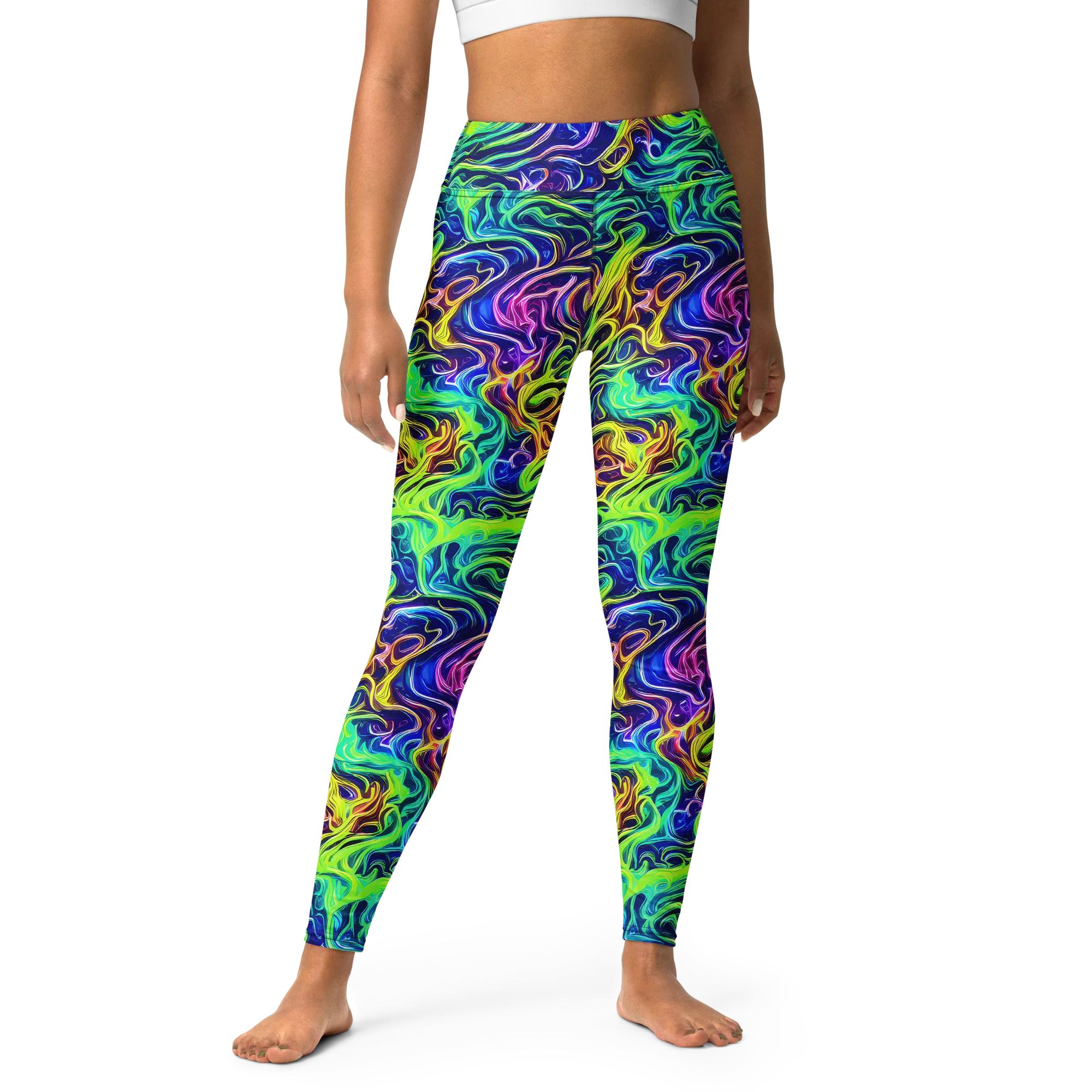 Acid Wave on Yoga Leggings — Front