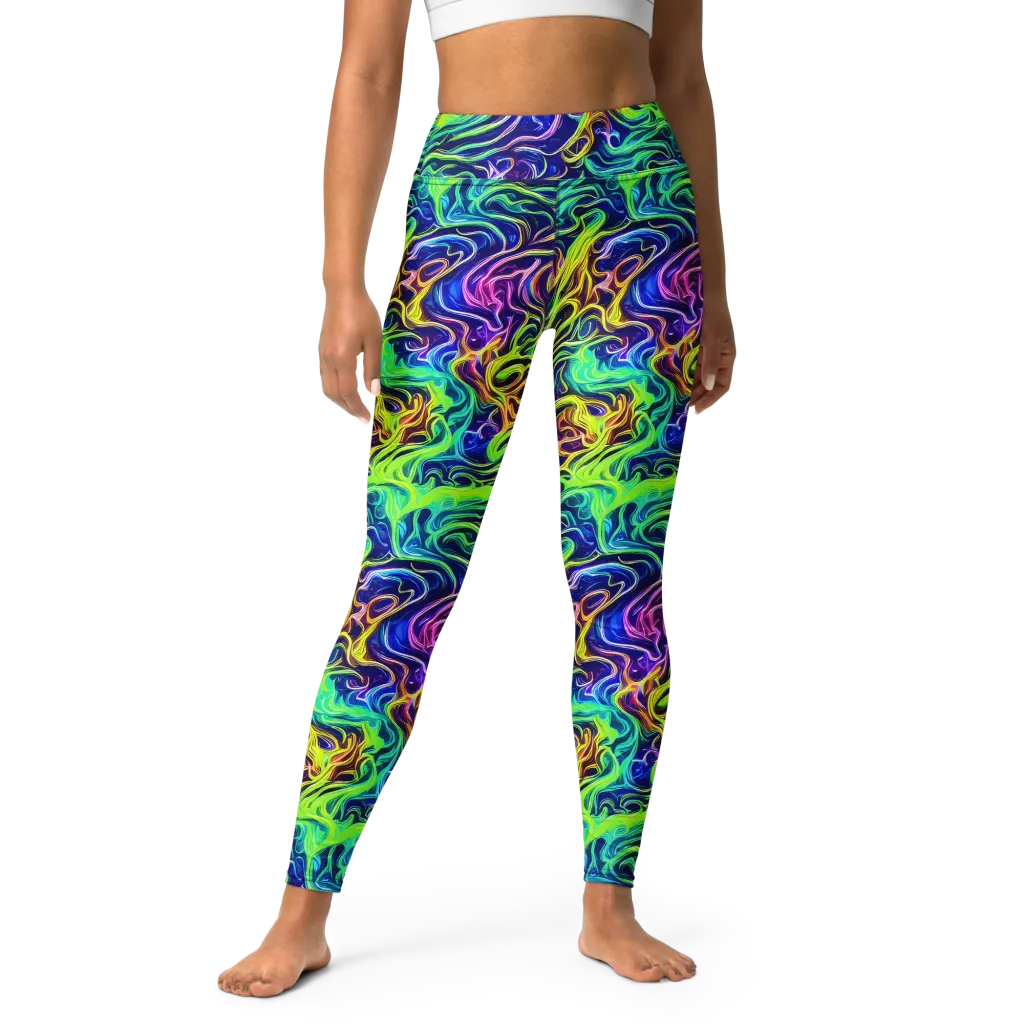 Acid Wave on Yoga Leggings — Front