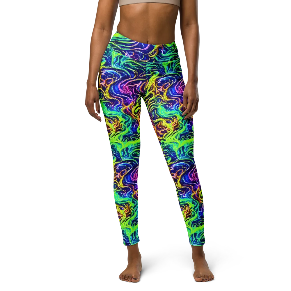 Acid Wave on Yoga Leggings — Front