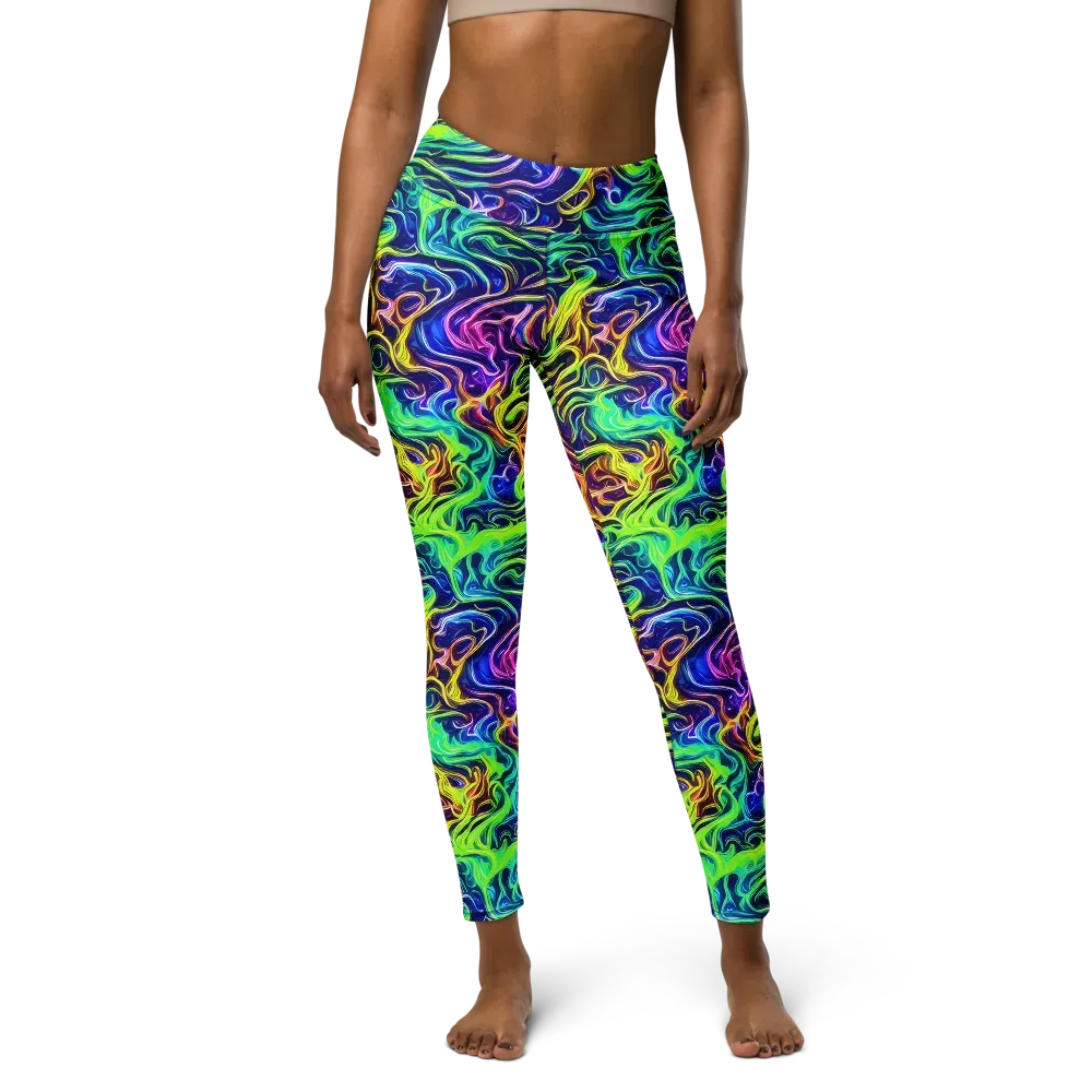Acid Wave on Yoga Leggings — Front
