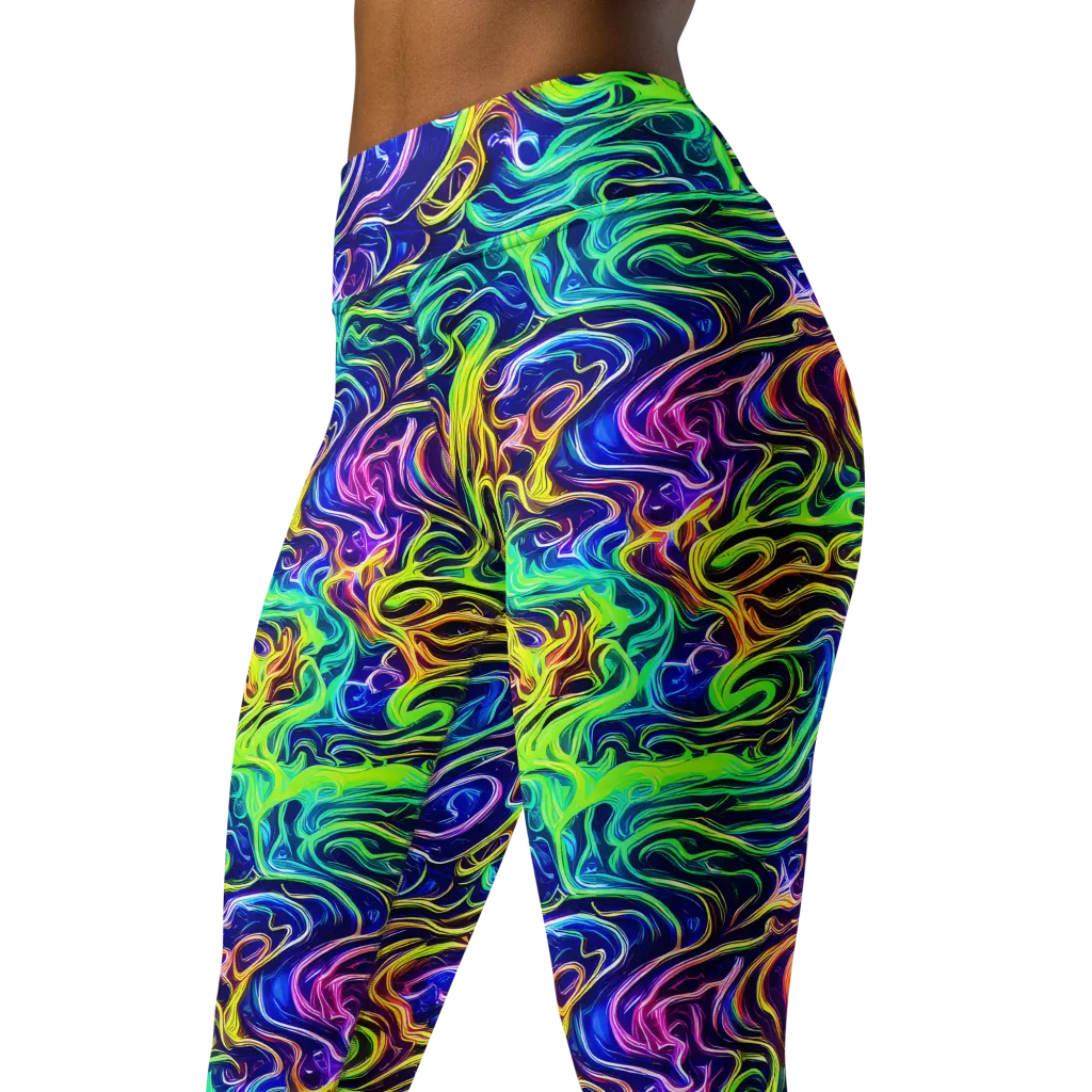 Acid Wave on Yoga Leggings — Left Front