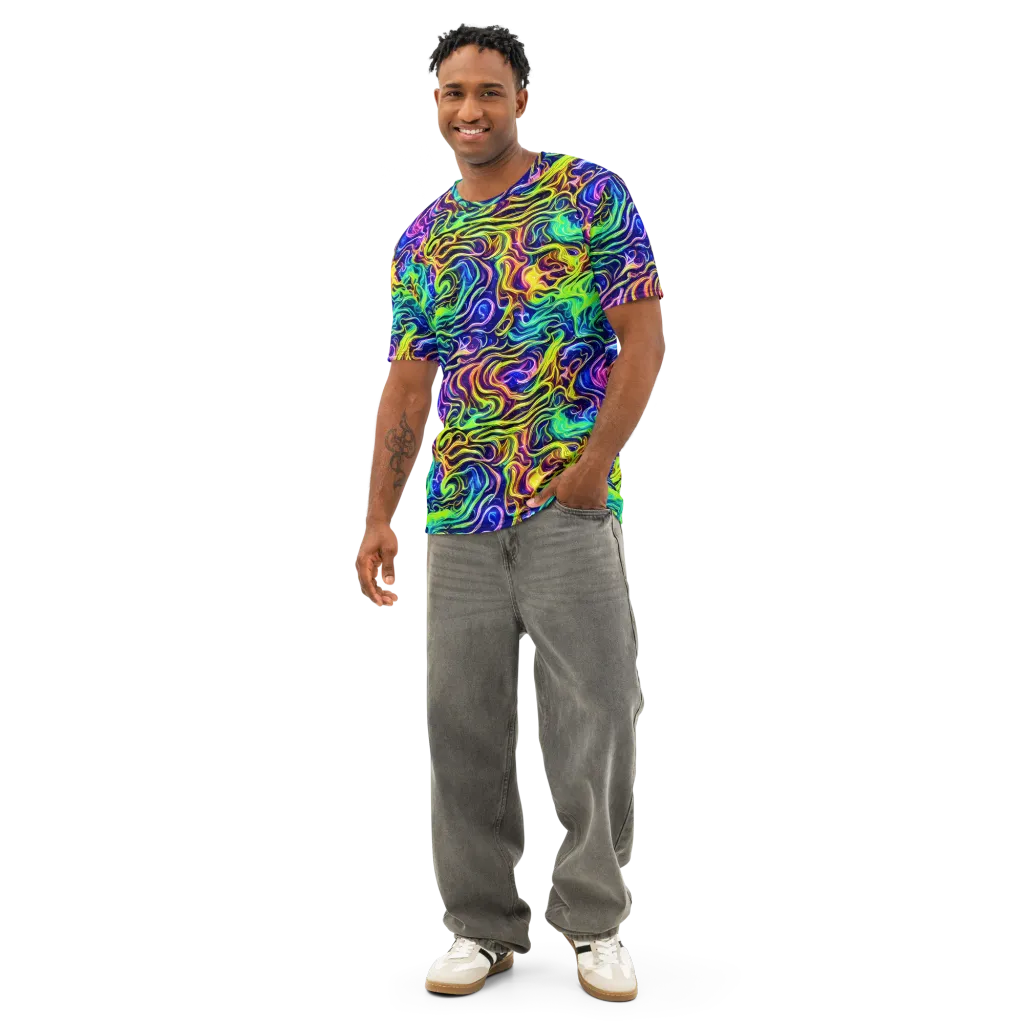 Acid Wave on Men's Cotton Crew Neck T-Shirt — Front