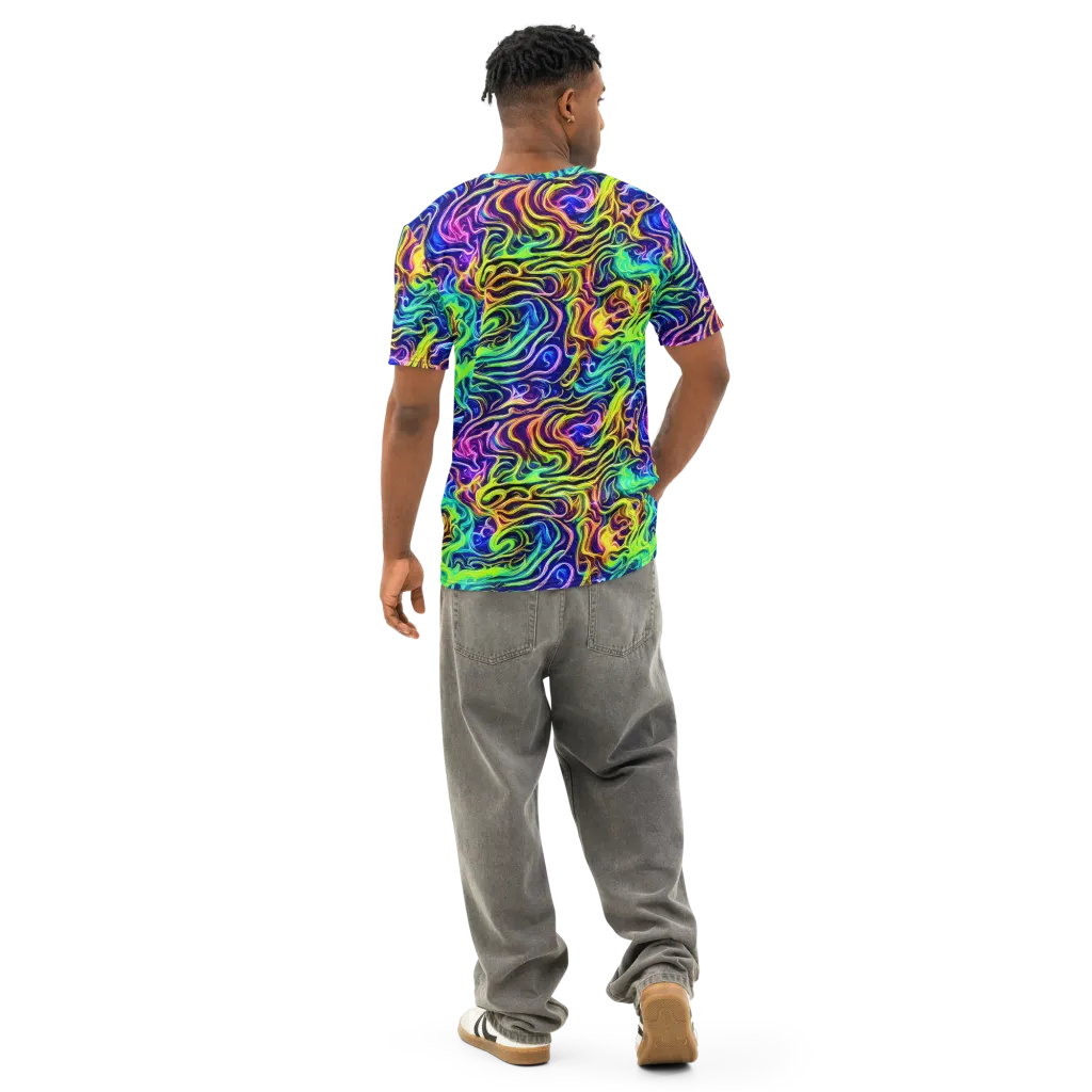Acid Wave on Men's Cotton Crew Neck T-Shirt — Back