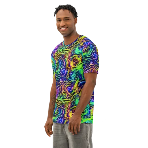 Acid Wave on a Men's Cotton Crew Neck T-Shirt