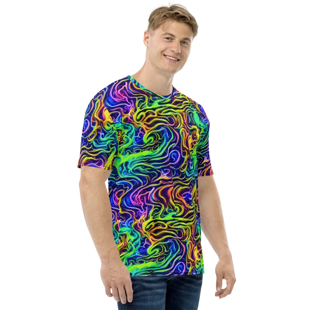Acid Wave on Men's Crew Neck T-Shirt — Right